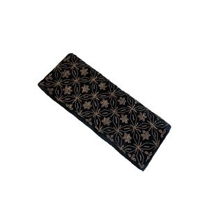 Vintage Black Velvet Gold Embroidered Floral Geometric Evening Clutch Bag